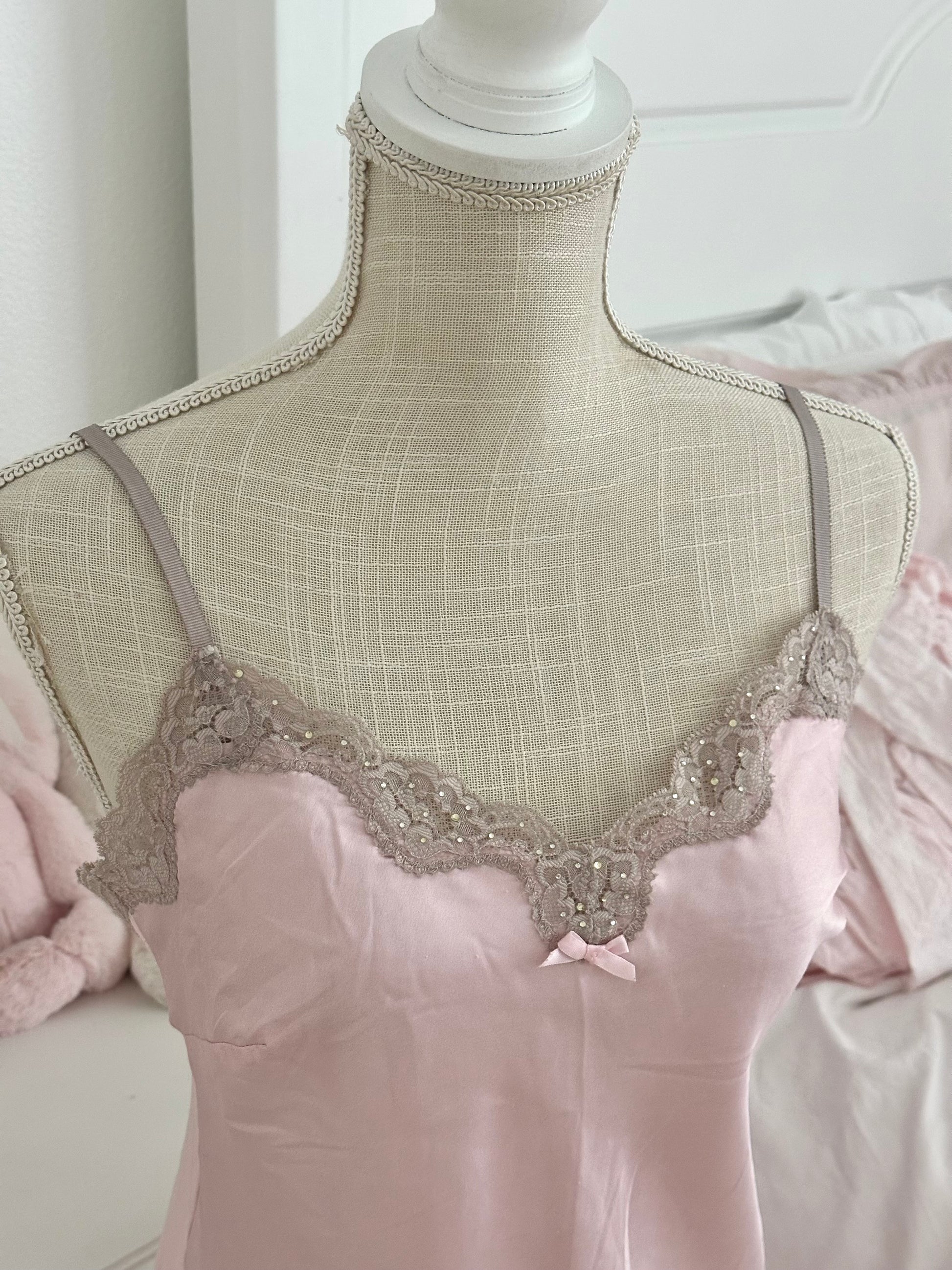 Vintage 2011 Victoria’s Secret Pink Satin Slip Dress Nightgown Size: XS/ S