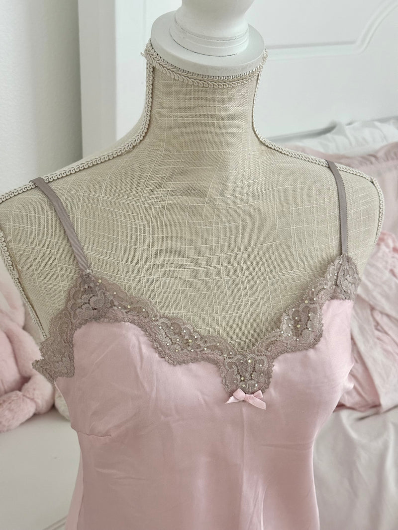 Vintage 2011 Victoria’s Secret Pink Satin Slip Dress Nightgown Size: XS/ S