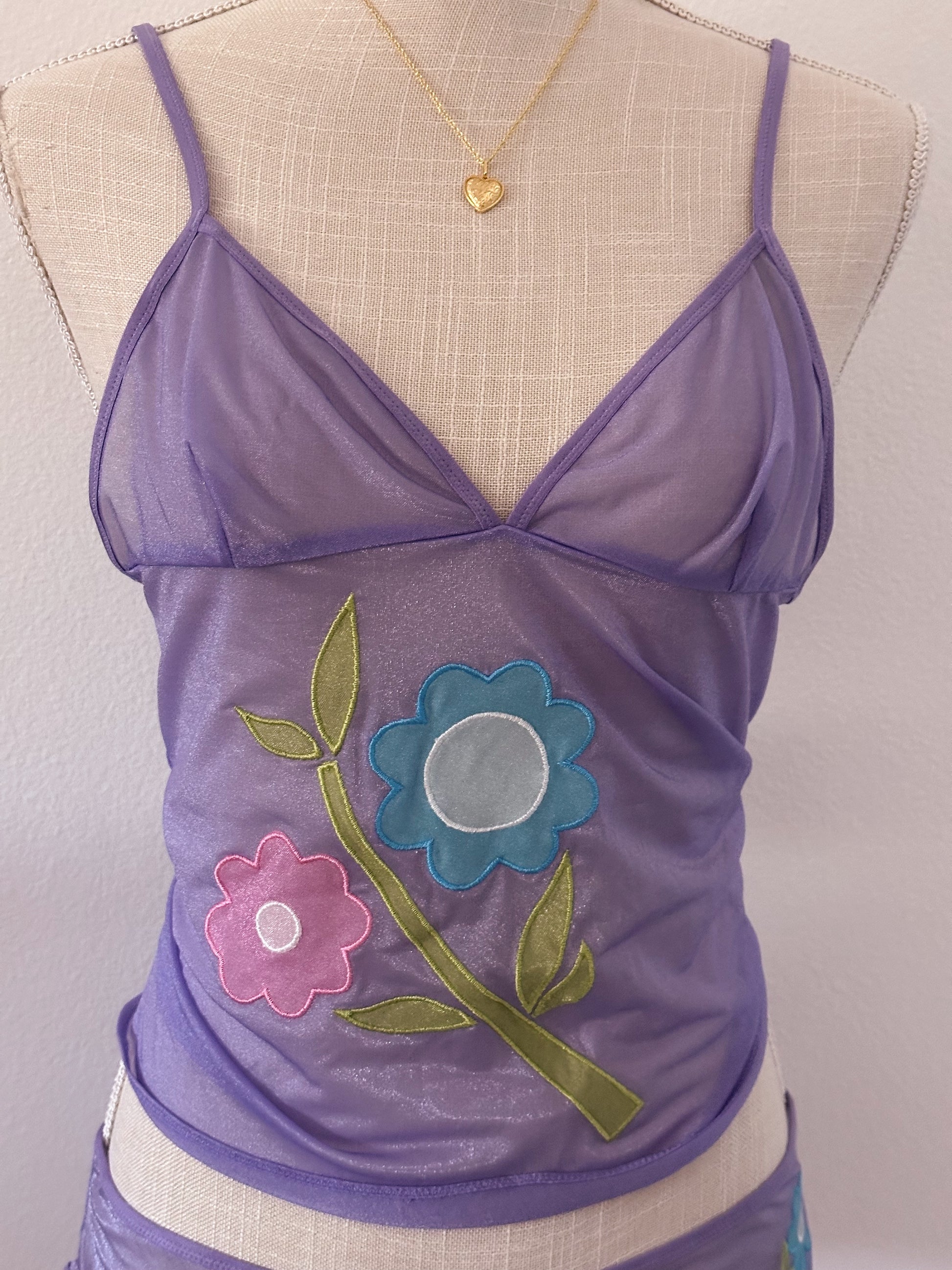 Vintage Victoria's Secret purple floral cami set size: L