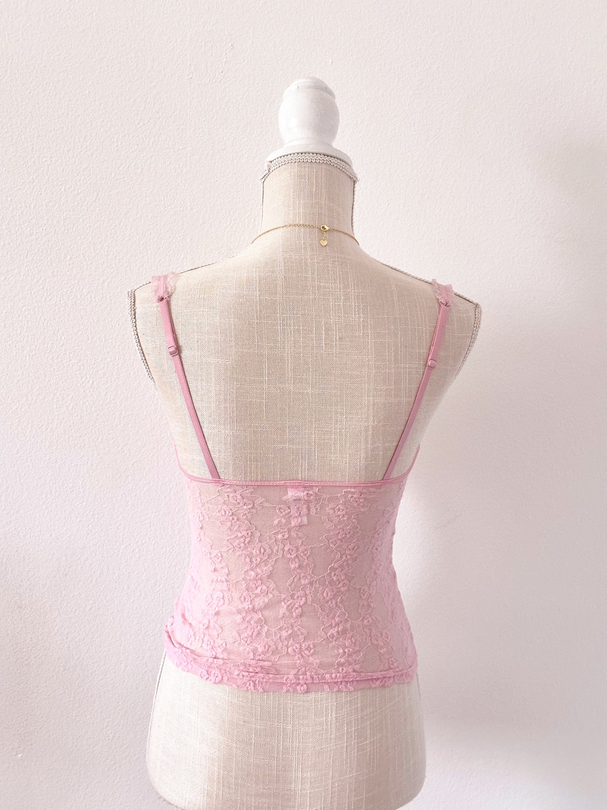 Vintage Victoria's Secret 2005 pink Sydney Carlson lace camisole top size: XS