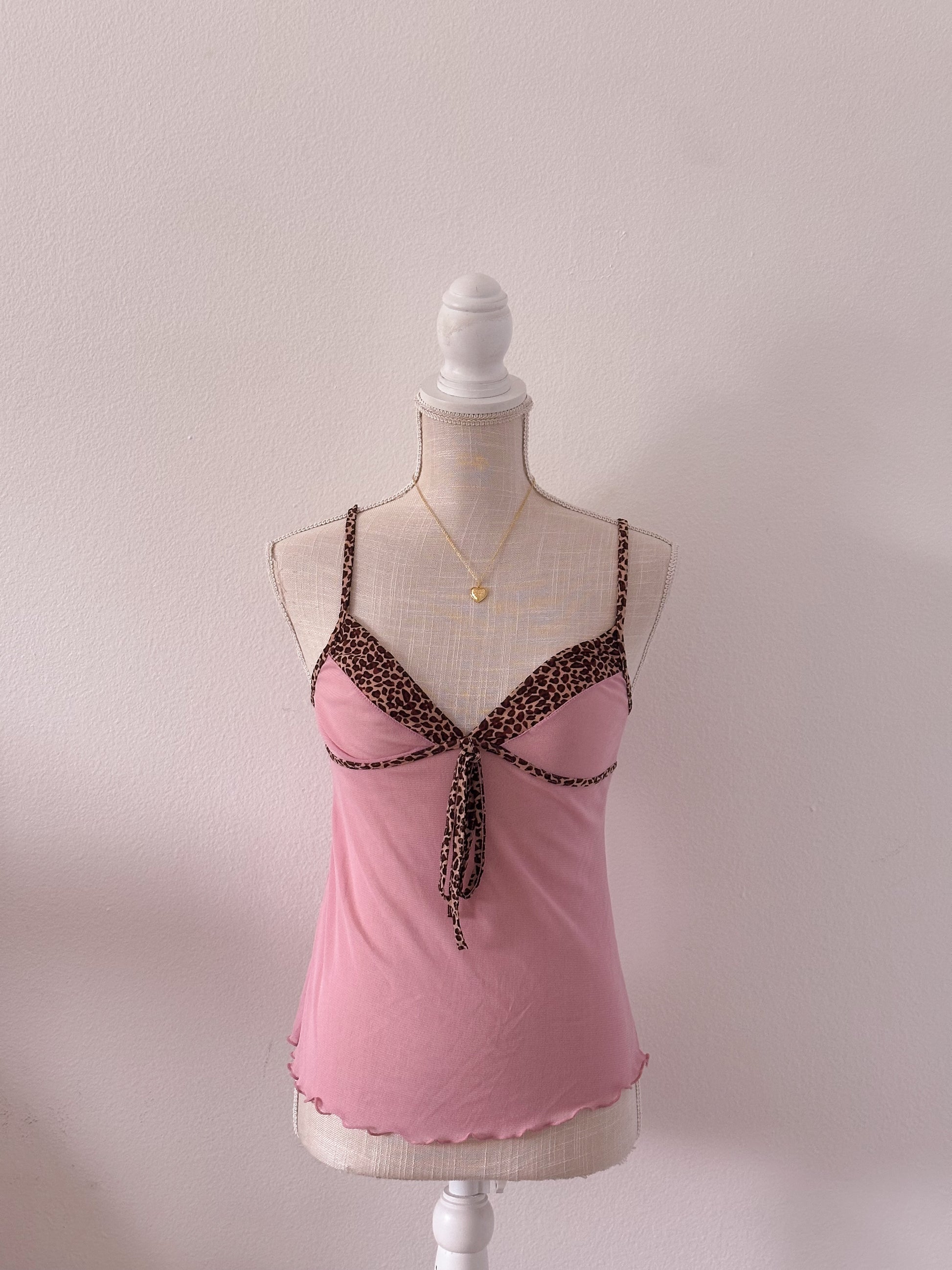 Vintage Y2K rampage pink & leopard print cami Size: M