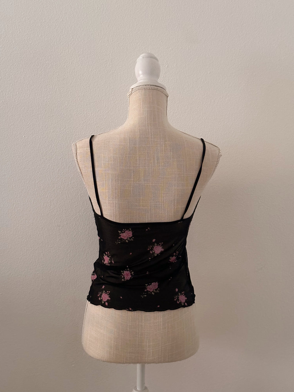 Vintage floral black sheer cami