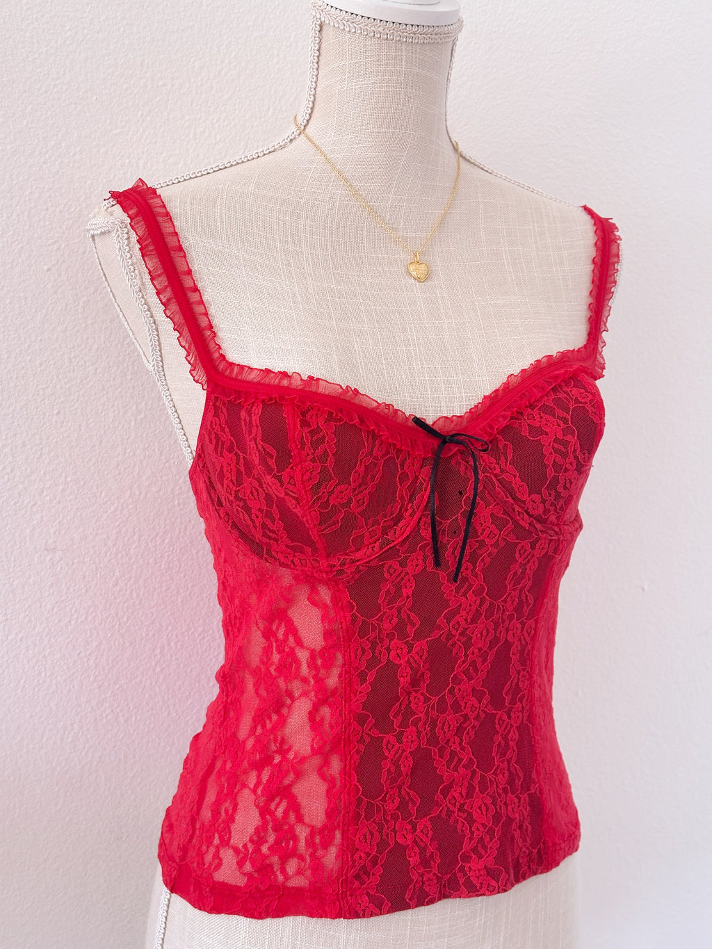 Vintage Victoria's Secret red and black bustier Top
