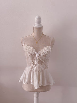 Vintage 1990s Cinema Etoile white lace babydoll cami Size: S