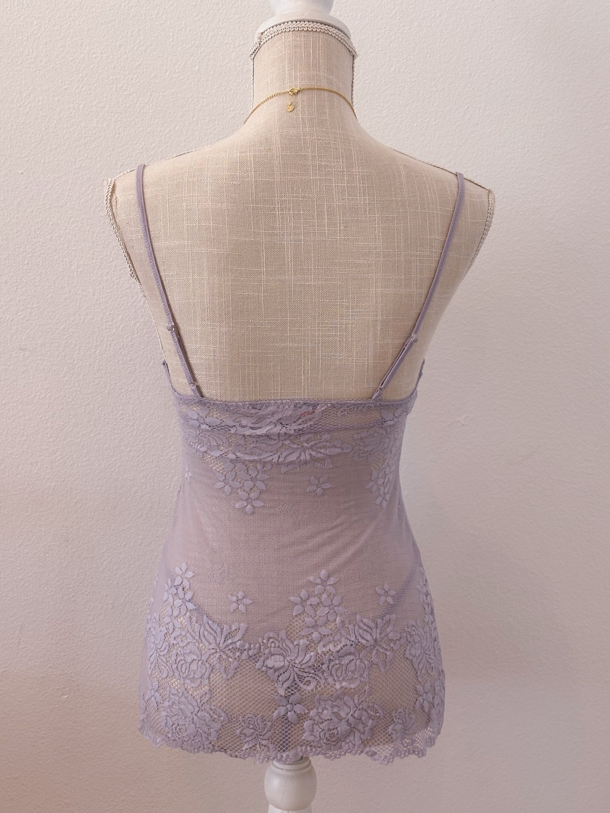 Vintage lilac Victoria's Secret lace baby doll two piece set size: XS