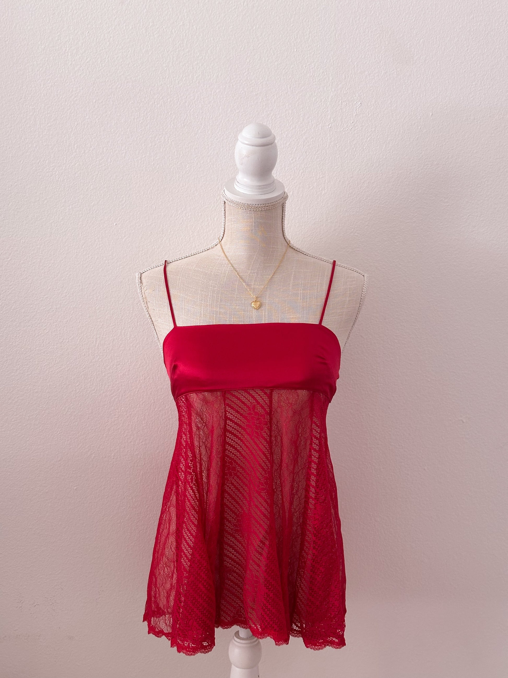 Vintage Victoria's Secret red slip dress nightgown set size: XS