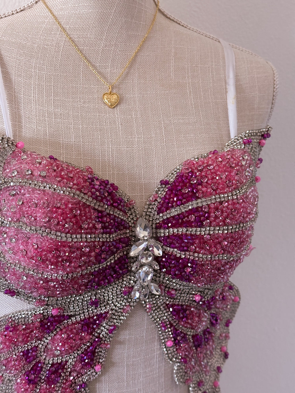 Handmade bedazzled butterfly halter top size: xs