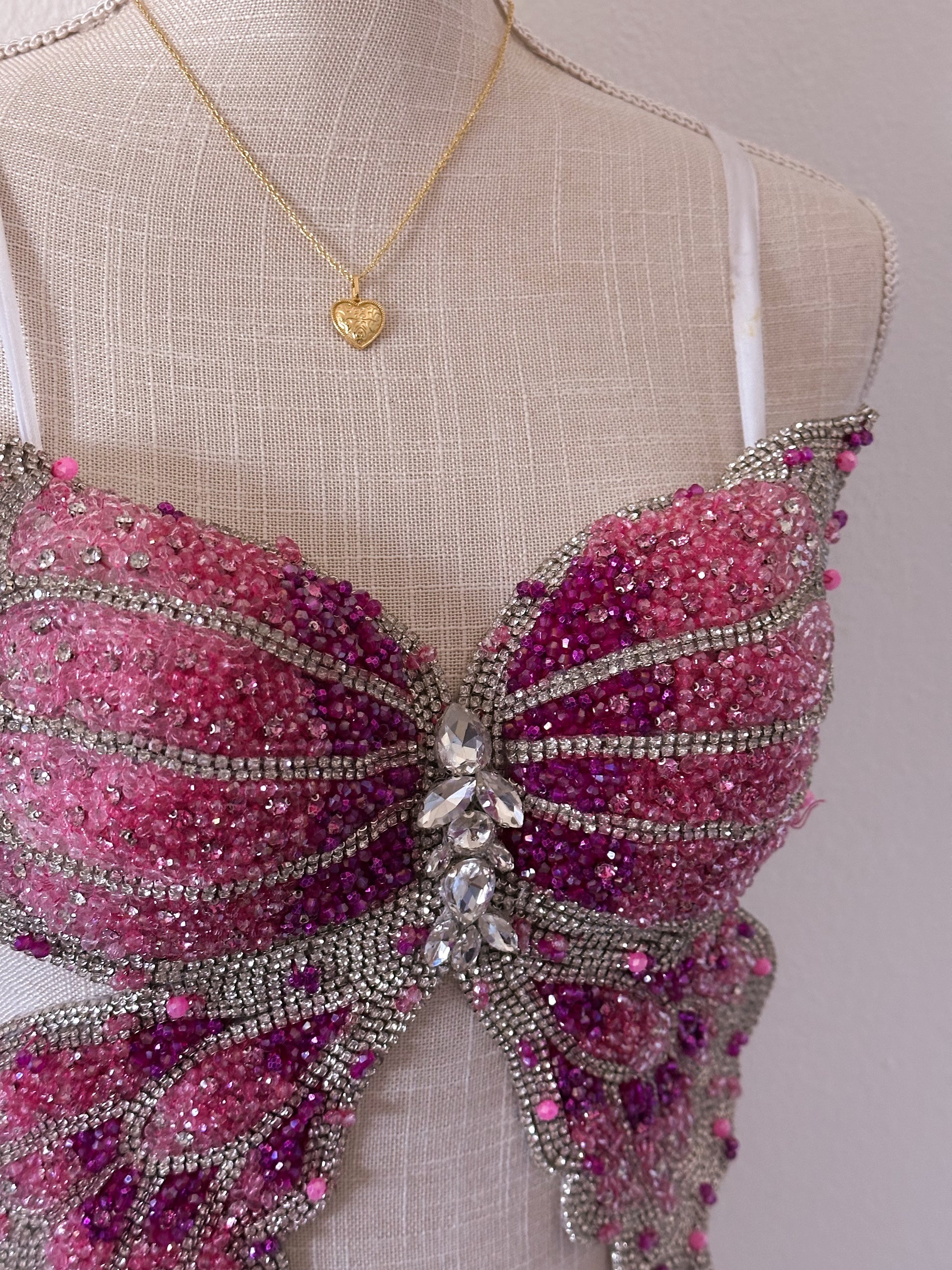 Handmade bedazzled butterfly halter top size: xs