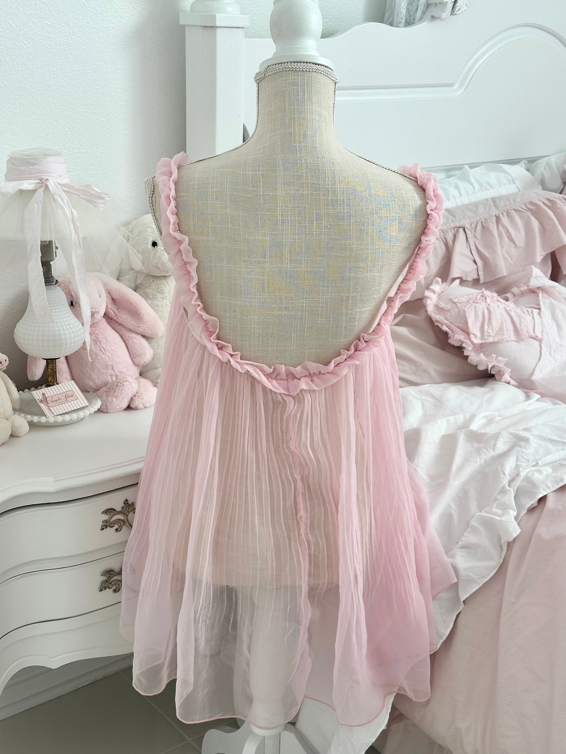 Vintage 2003 Victoria’s Secret Pink Sheer Babydoll Slip Dress Size: M