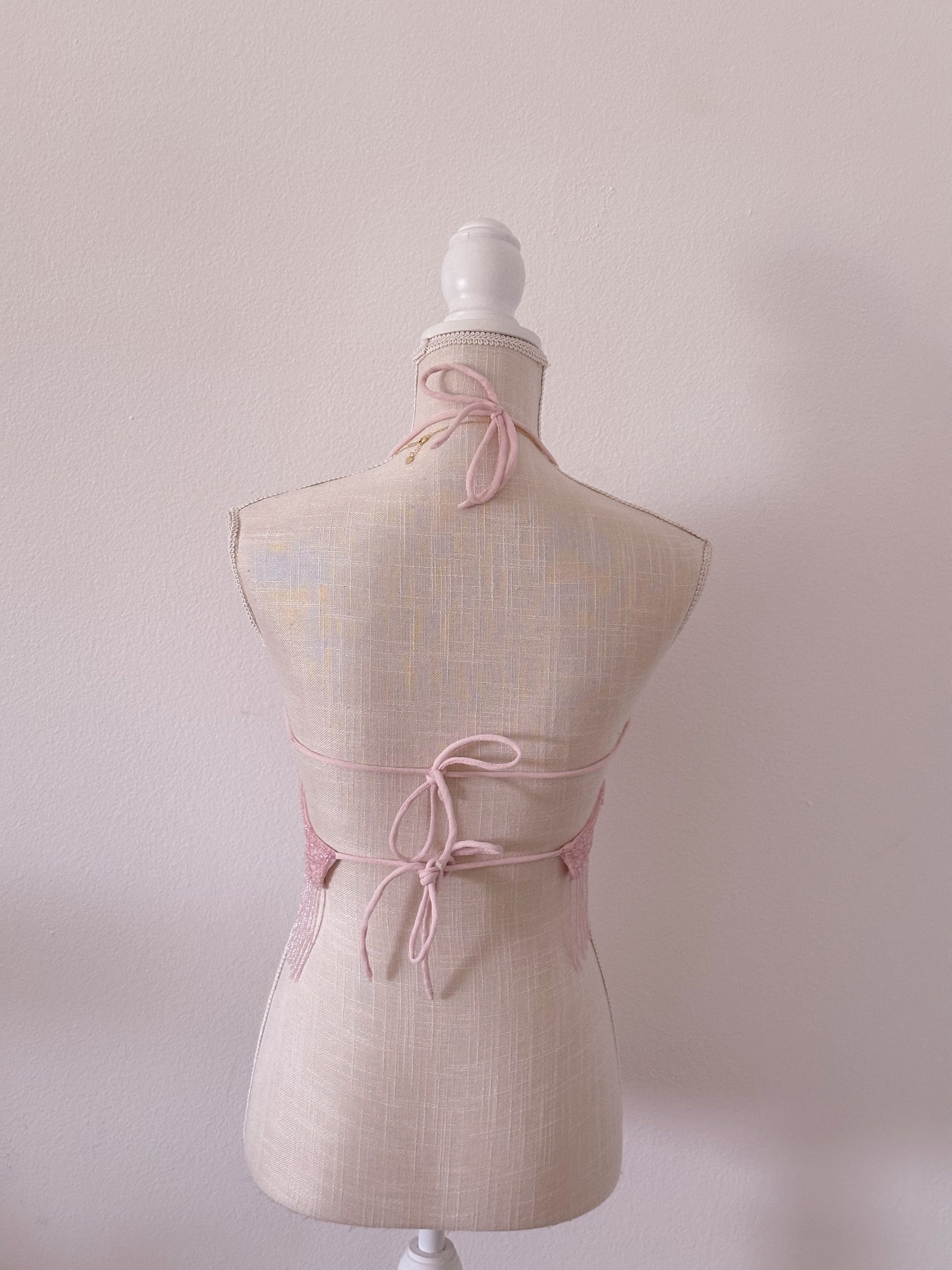 Pink 1990s sequin butterfly halter top new Size: S/M