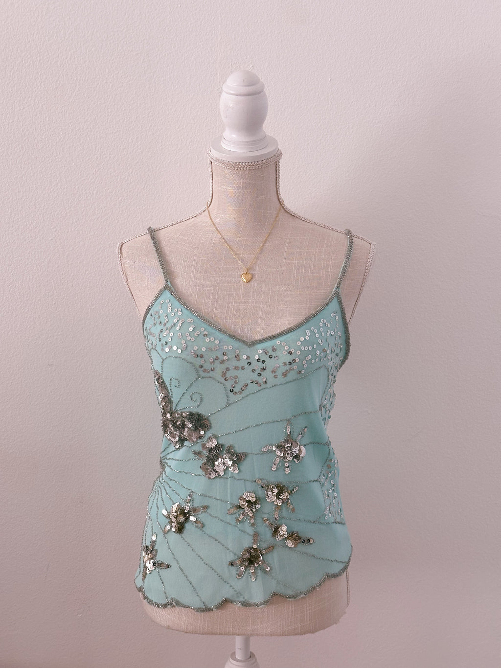 Vintage Wet Seal Blue sequin butterfly top size: Small