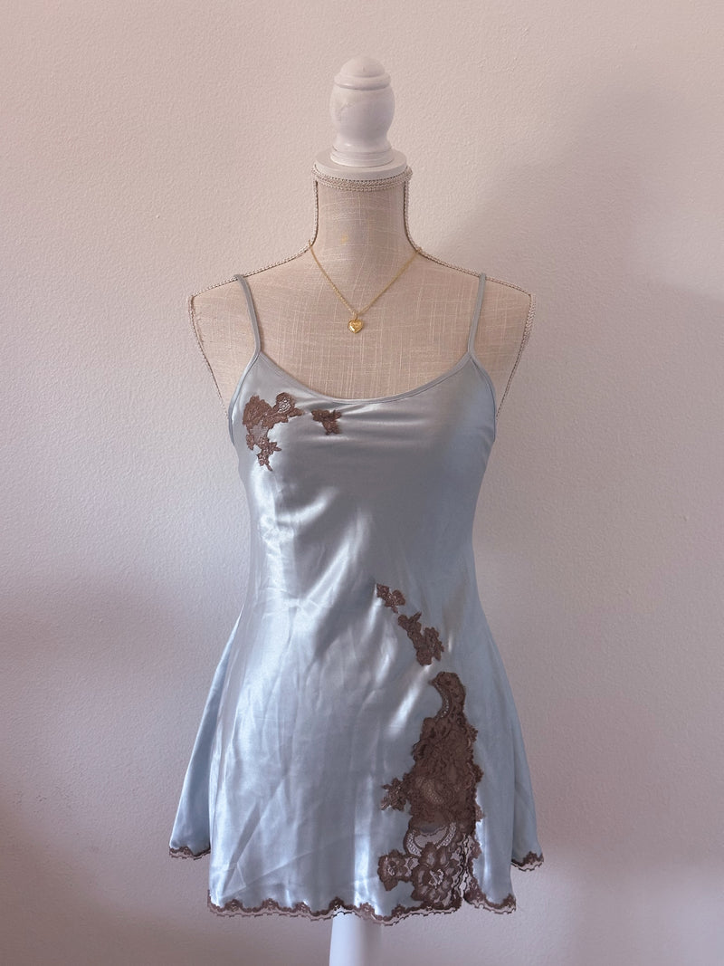 Vintage Victoria's Secret madison beer powder blue babydoll slip dress size: XS