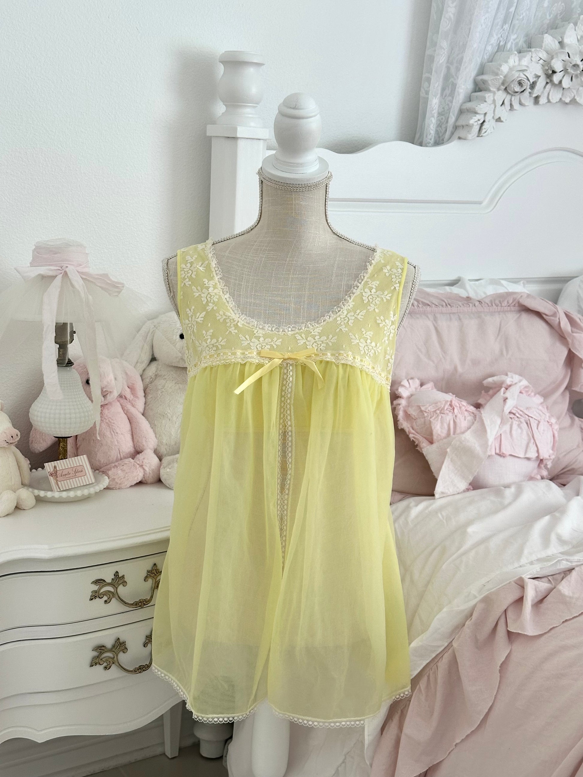 Authentic 1950s Radcliffe Yellow Open-Front Babydoll Top Size: S