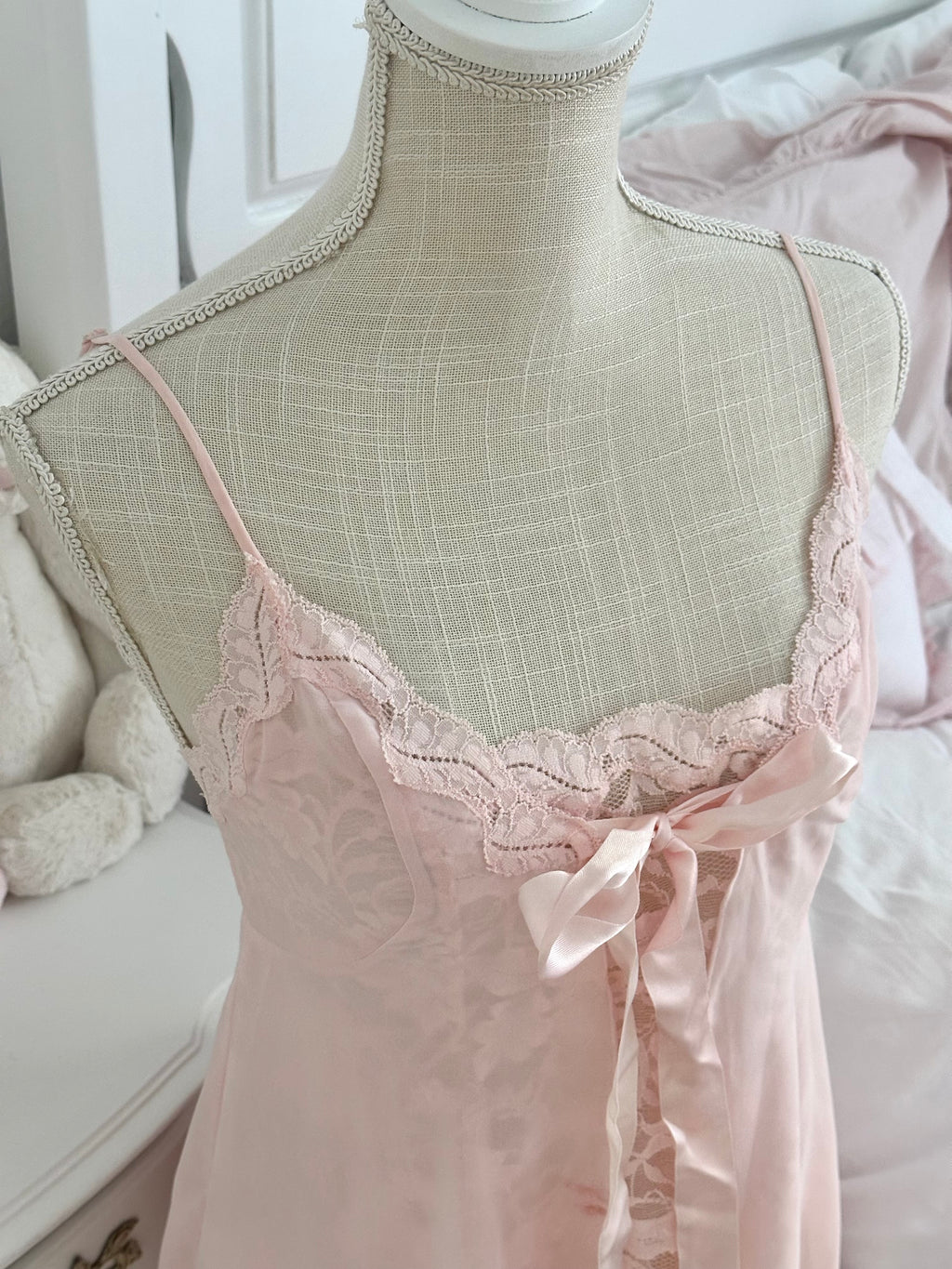 Vintage 1990s VS pink babydoll slip dress sheer size S