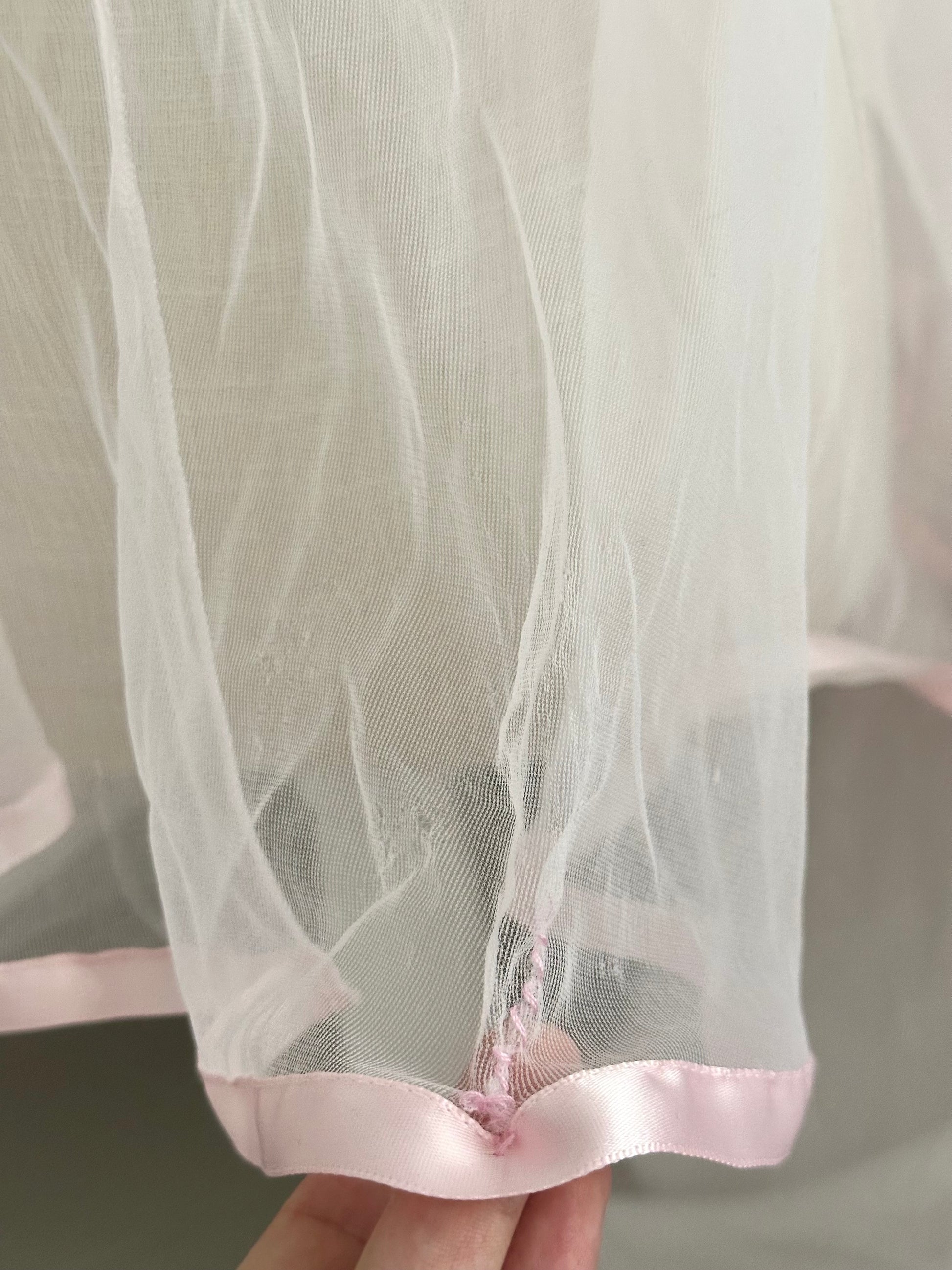 Vintage 1990s Frederick’s of Hollywood Pink Ruffle Sheer Babydoll Top Size: M