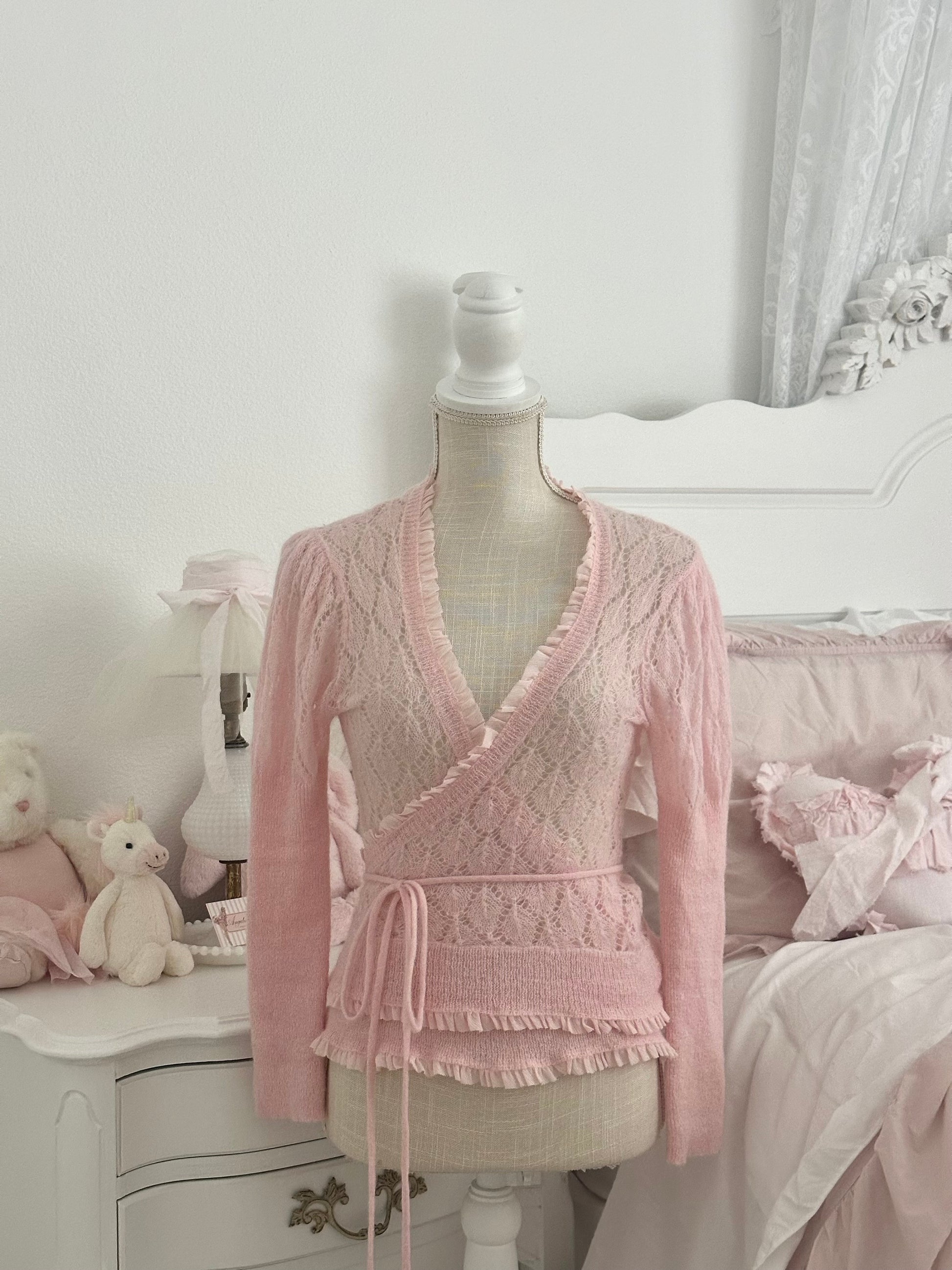 Vintage 2005 Victoria’s Secret Angels Collection Pink Sheer Cardigan Top Size: M/L