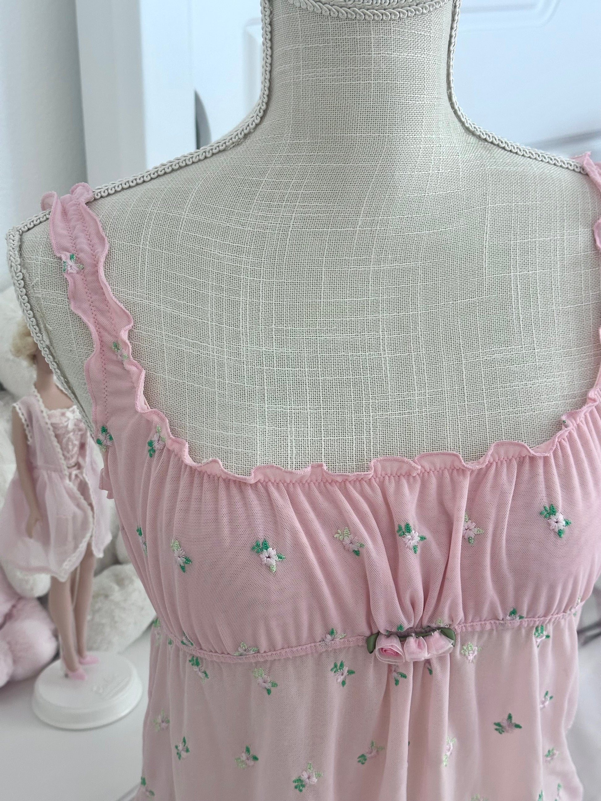 Vintage 2003 Victoria’s Secret Pink Floral Milkmaid Cami Top Size: S