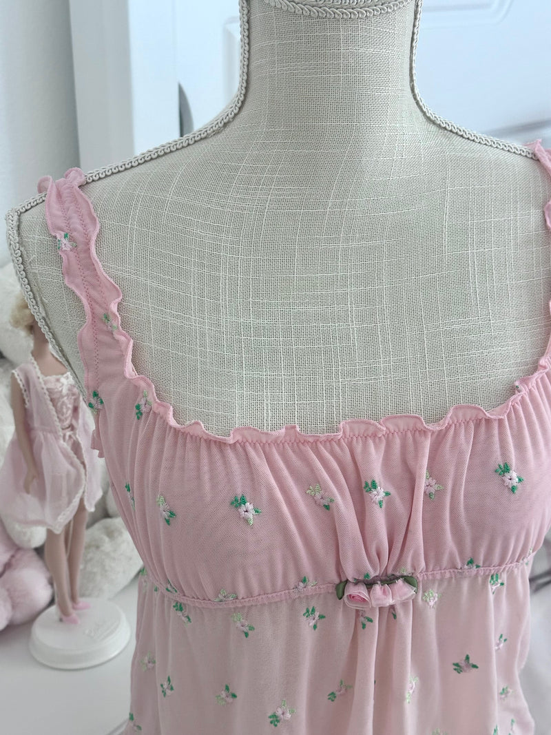 Vintage 2003 Victoria’s Secret Pink Floral Milkmaid Cami Top Size: S