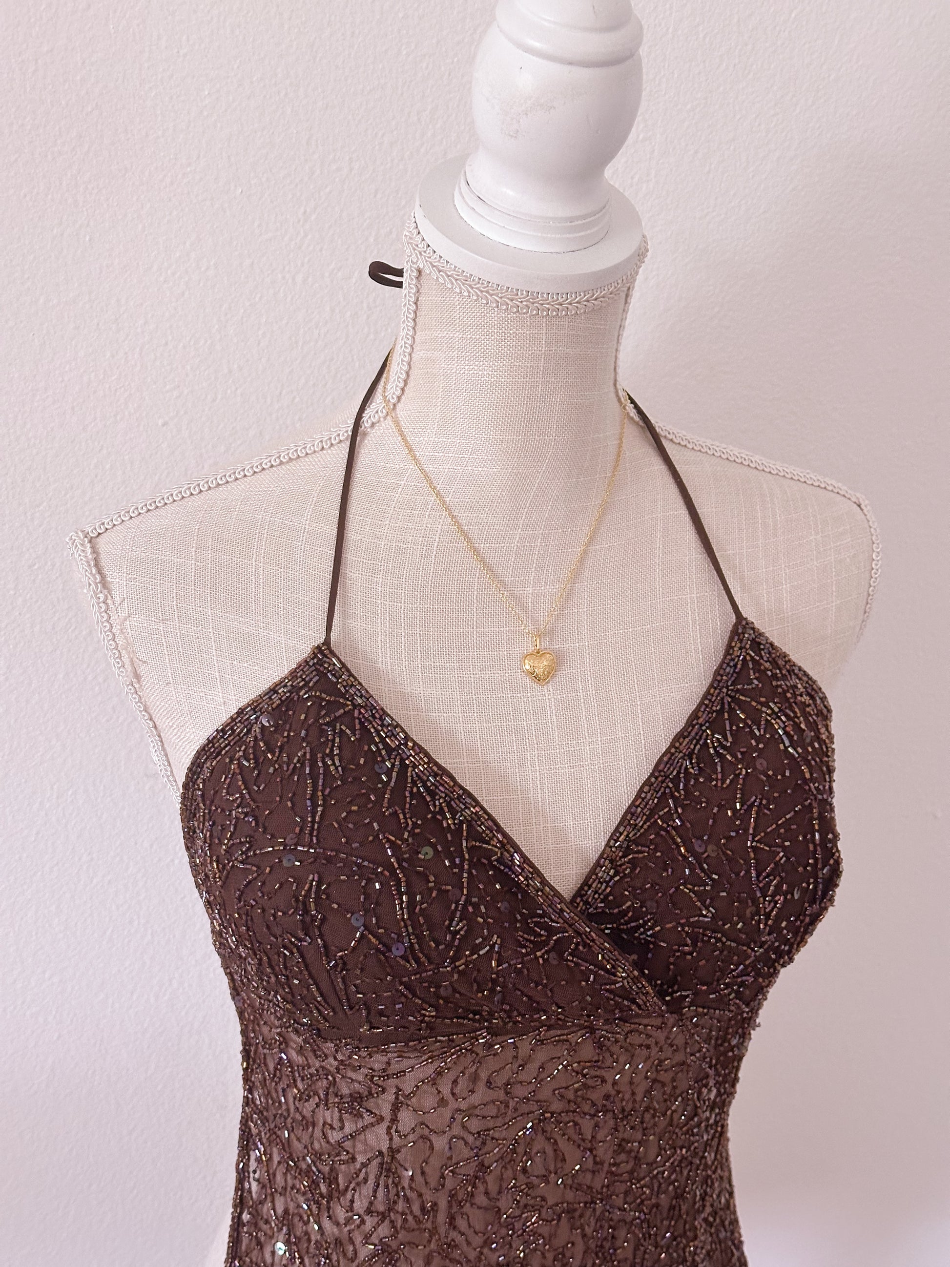 Viral Bella Hadid Vintage 1990s brown sequin halter top size: M