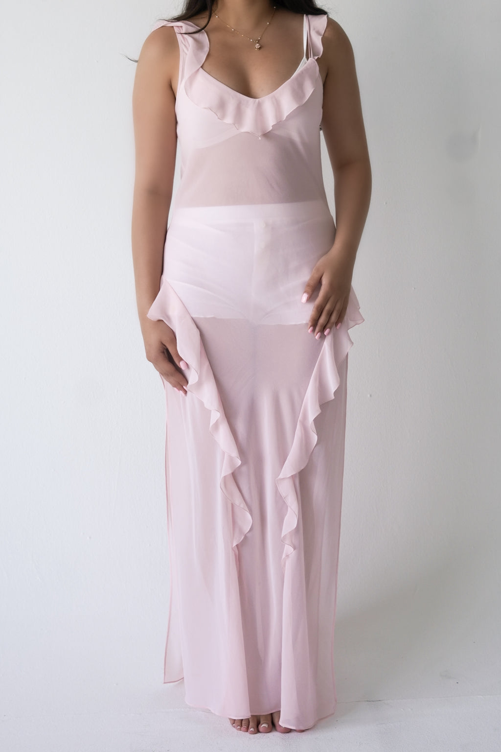 Vintage 2004 Victoria’s Secret Pink Sheer Maxi Slip Dress Size: S