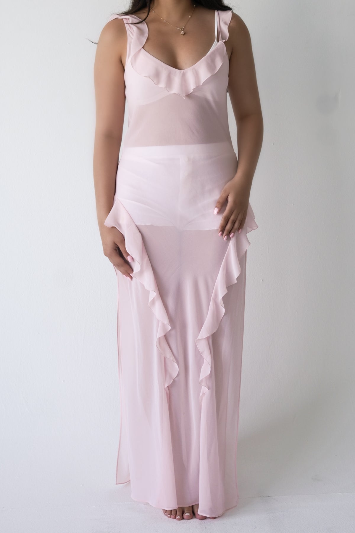Vintage 2004 Victoria’s Secret Pink Sheer Maxi Slip Dress Size: S