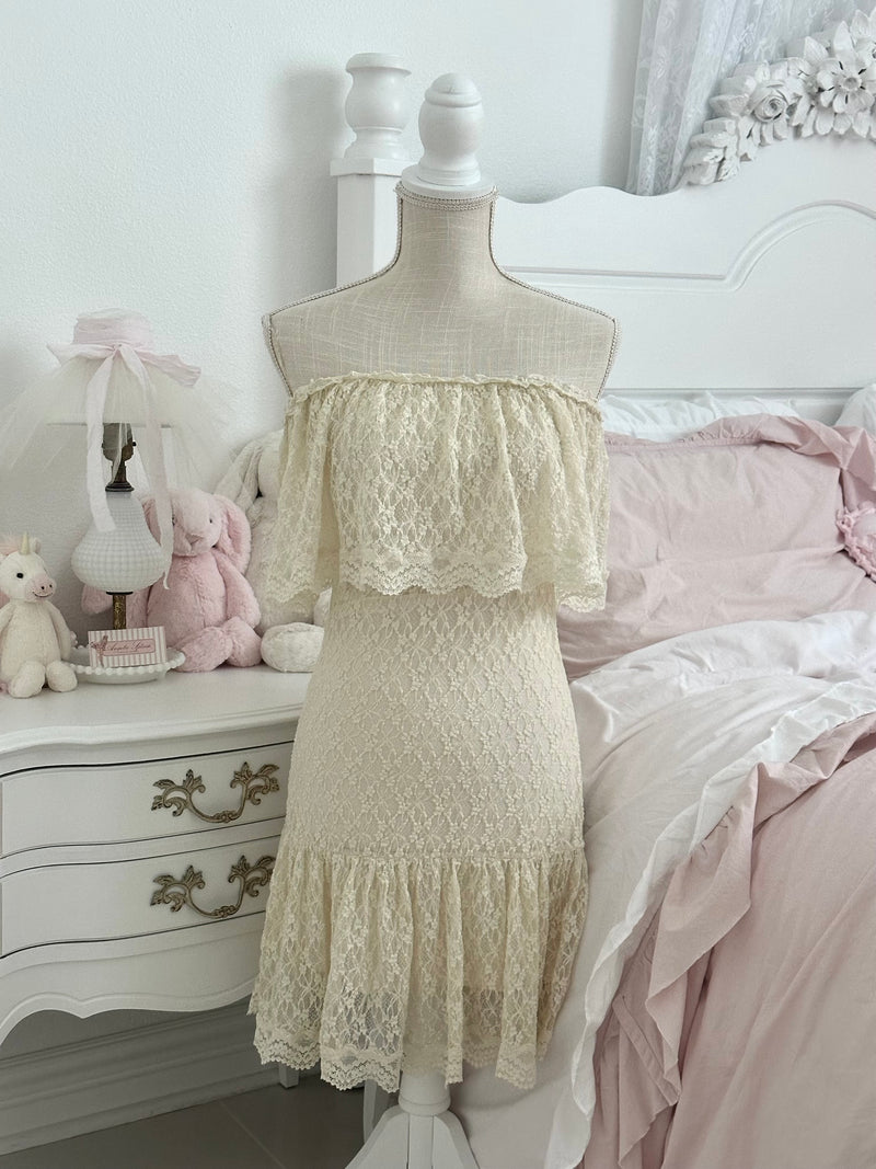 Vintage Victoria’s Secret Moda International Shabby Chic Cream Dress Size: XS