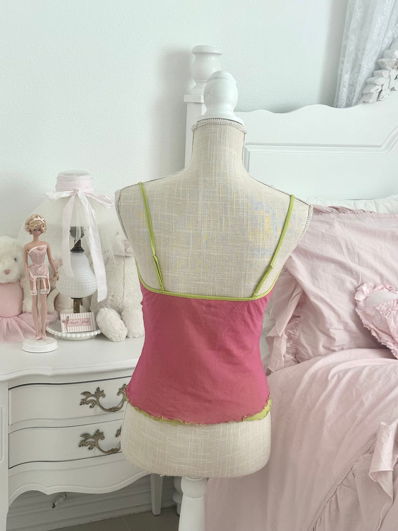 Vintage 2002 Victoria’s Secret Pink & Green Floral Cami Top Size: S