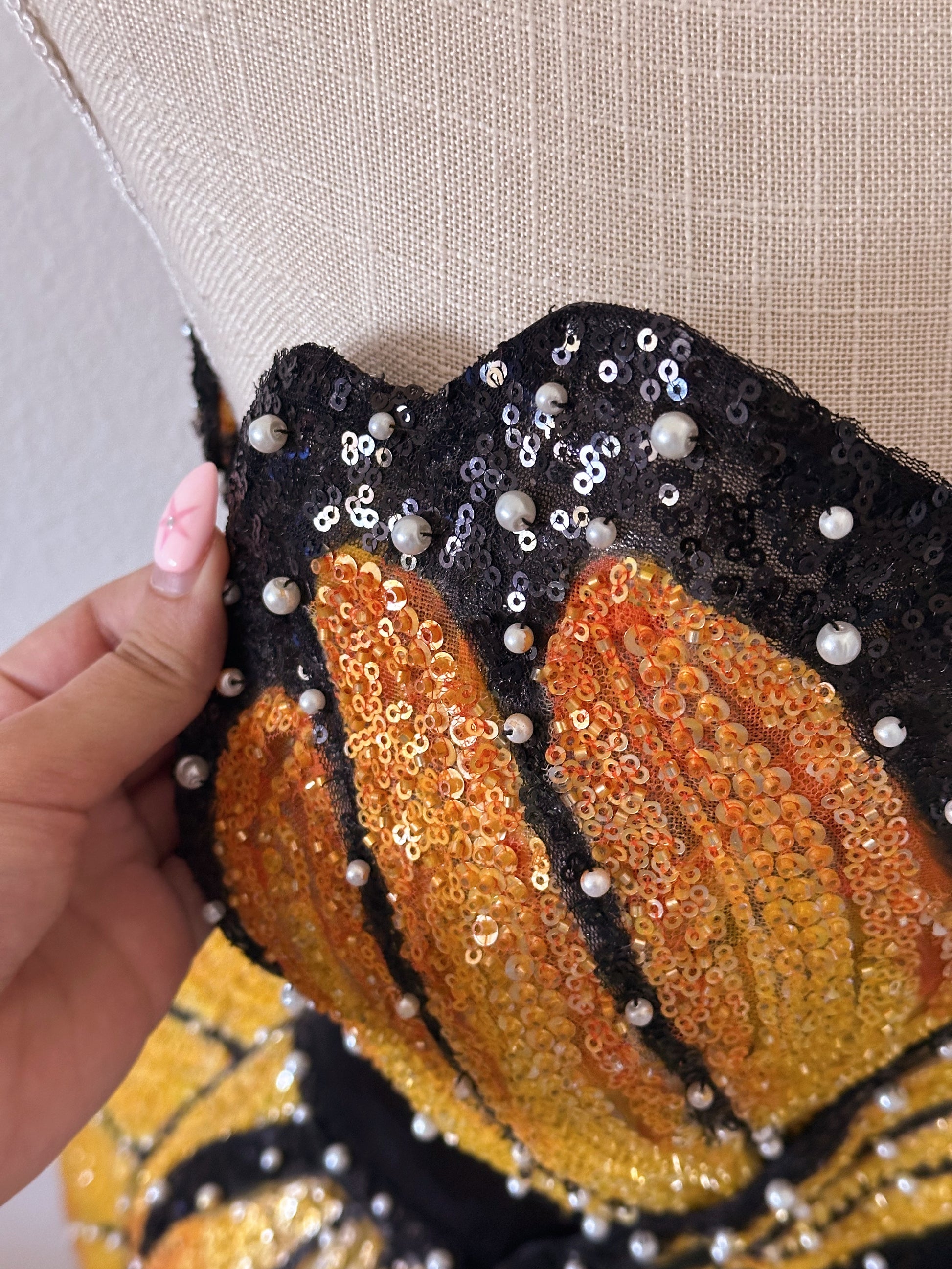 Handmade bedazzled mini butterfly formal dress Size: S