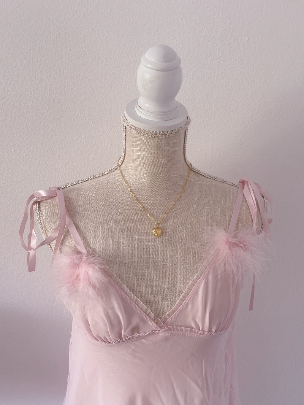 Vintage Victoria's Secret pink marabou babydoll top size: S