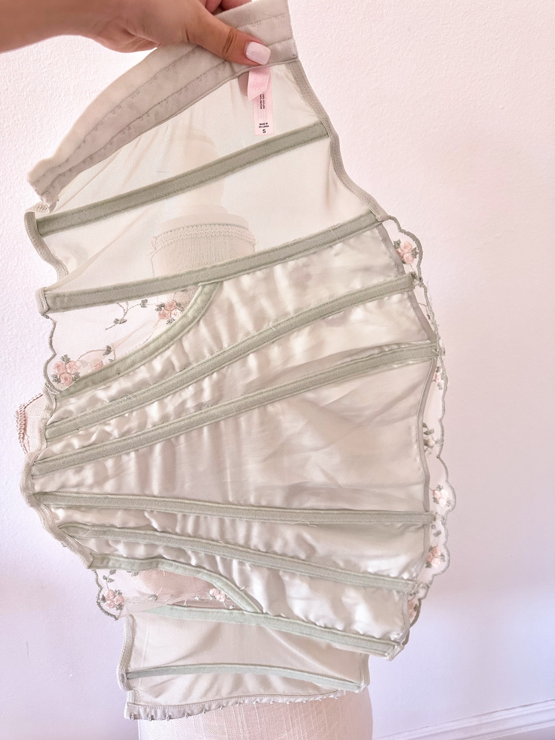 Vintage 2002 Victoria’s Secret Sage Green Floral Corset Top Size: S