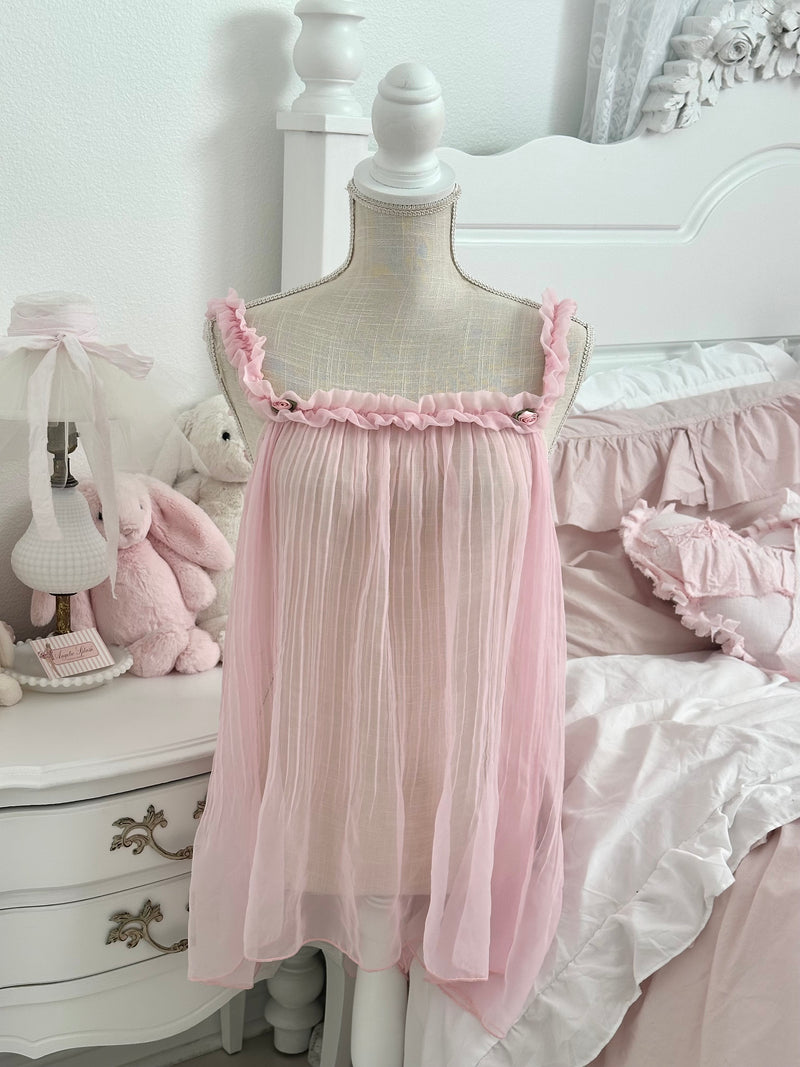 Vintage 2003 Victoria’s Secret Pink Sheer Babydoll Slip Dress Size: M