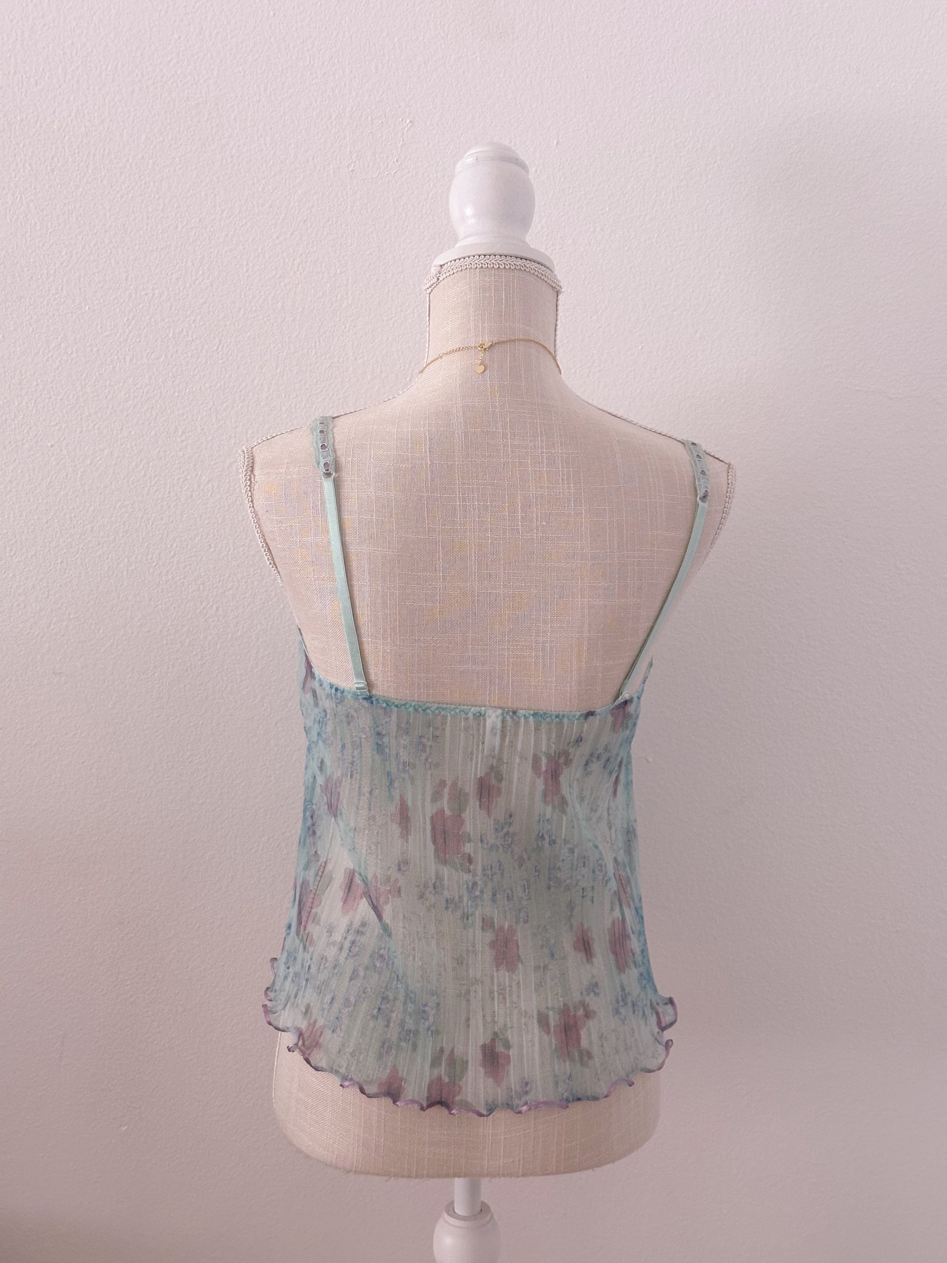 Vintage Viral blue sheer floral cami size: Small