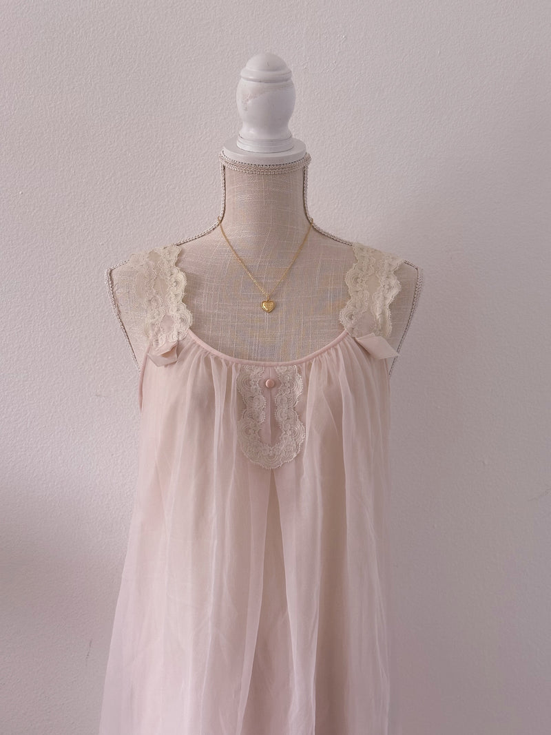 Vintage 1960s pink nylon nightgown Size: S