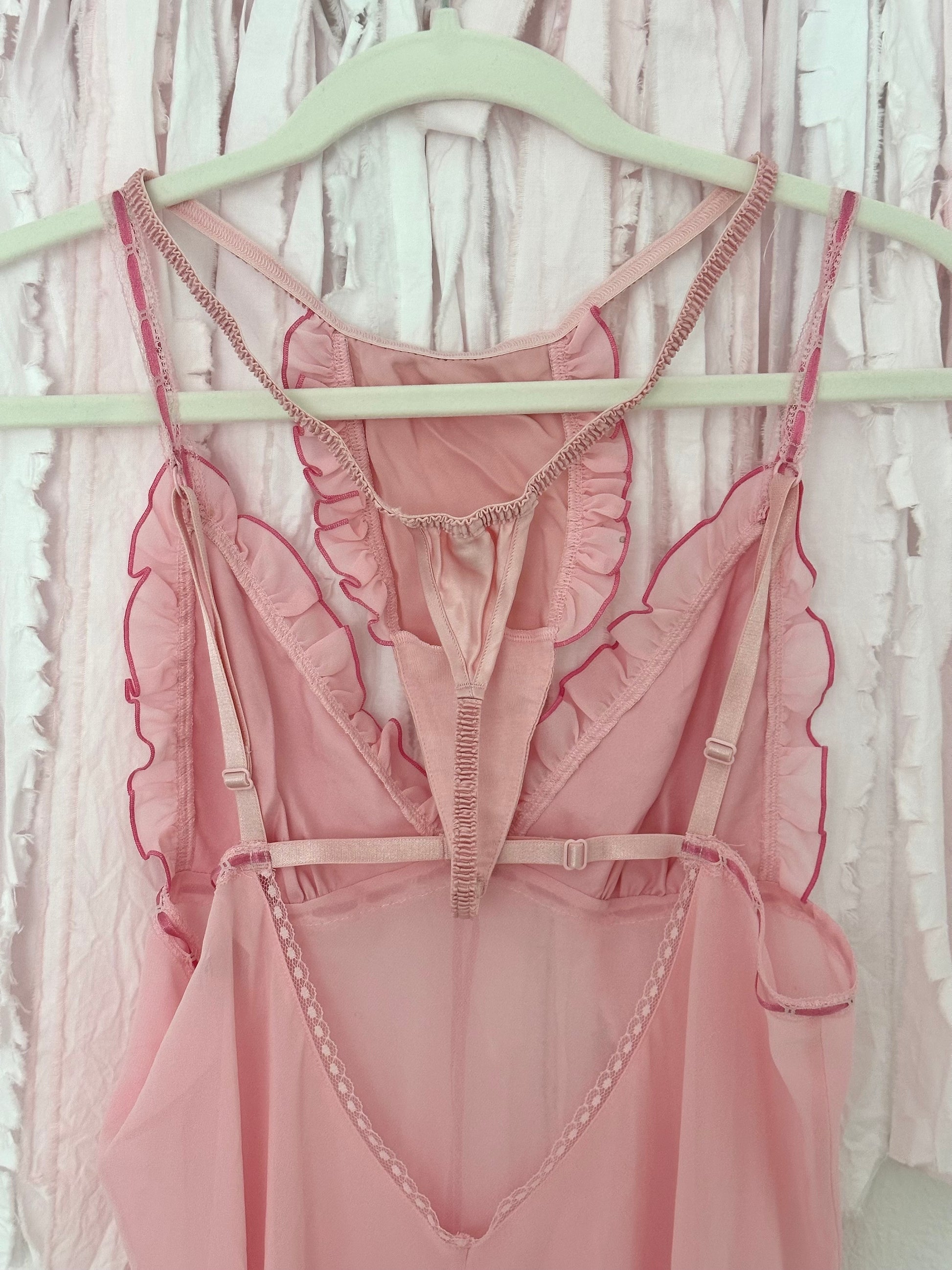 Vintage 2004 Victoria’s Secret Pink Sheer Slip Dress Set Size: M