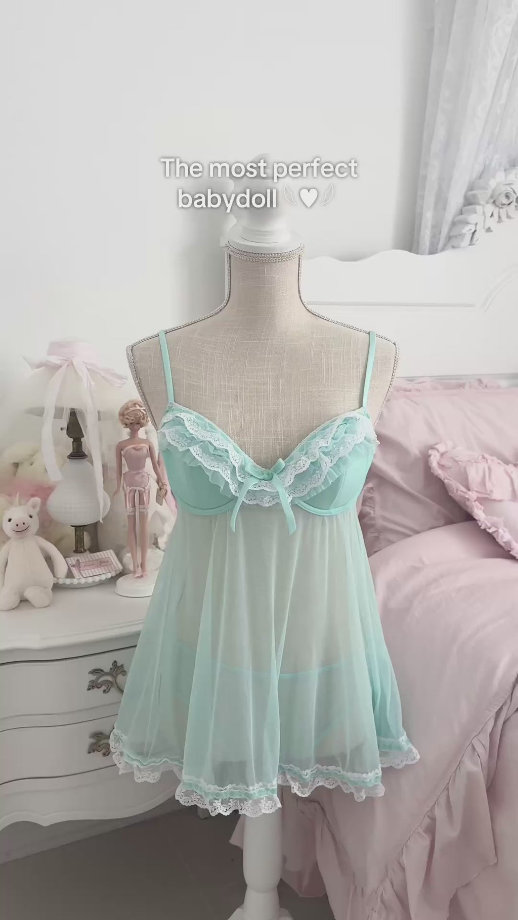 Vintage 2000s Cassandra Intimates Teal Ruffle Babydoll Set Size: S